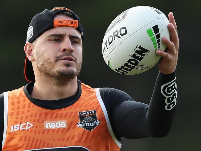 Josh Reynolds during Wests Tigers NRL training at St Lukes Park, Concord. Picture: Brett Costello