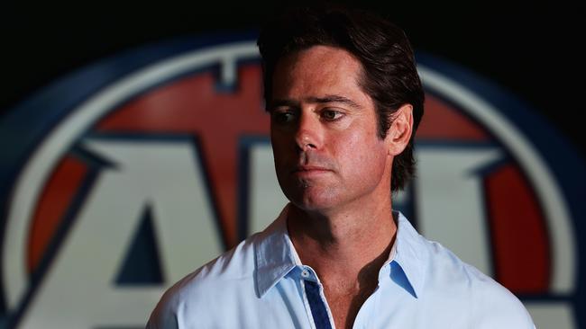 AFL deputy CEO Gillon McLachlan faces the media in 2013.