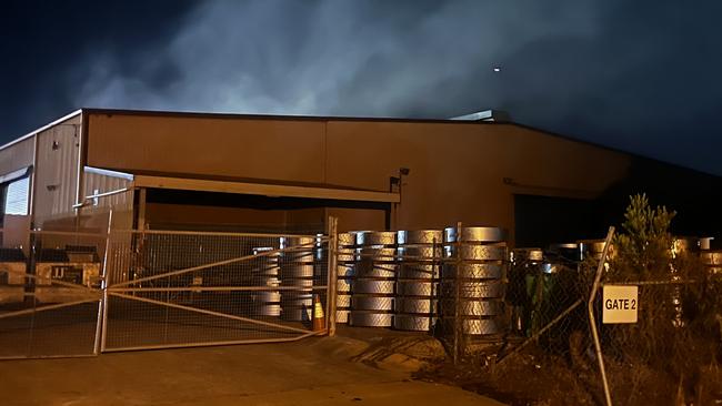 Smoke seen rising from the building on Saturday night.