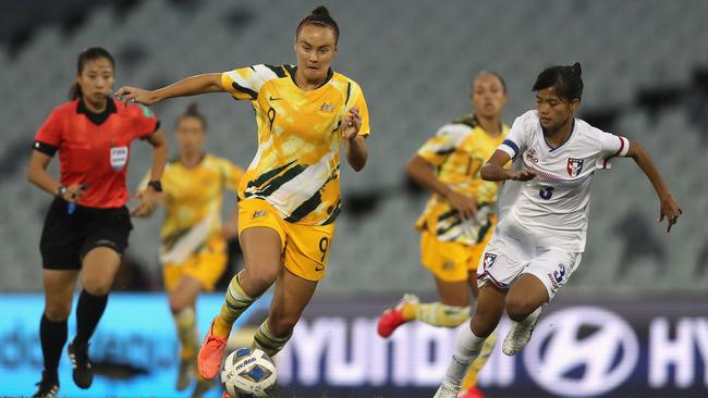 Australia’s Caitlin Foord in control against Chinese Taipei at Campbelltown Stadium