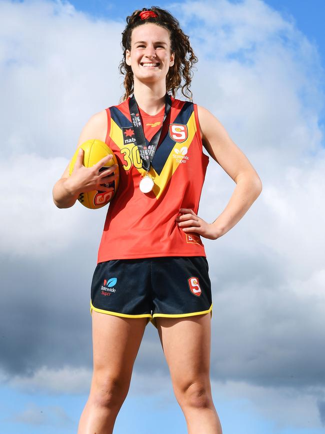 Young also won the AFLW U19 National Championships MVP after dominating for SA. Being so young, she had to gain special permission to compete in the competition. Picture: Mark Brake