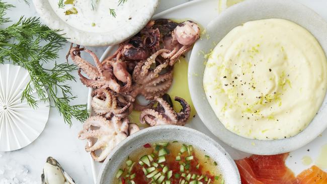 Tartare, lemon mayo and cucumber chilli sauces. Picture: Guy Bailey