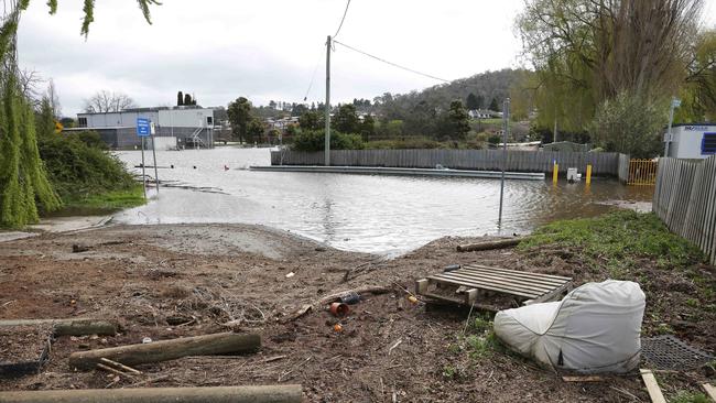 Flood waters near the caravan park at New Norfolk. Picture: Nikki Davis-Jones