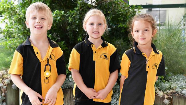 Mulgildie State School Preps. From left:, Leon, Sophia, Hannah. Picture: Patrick Woods.