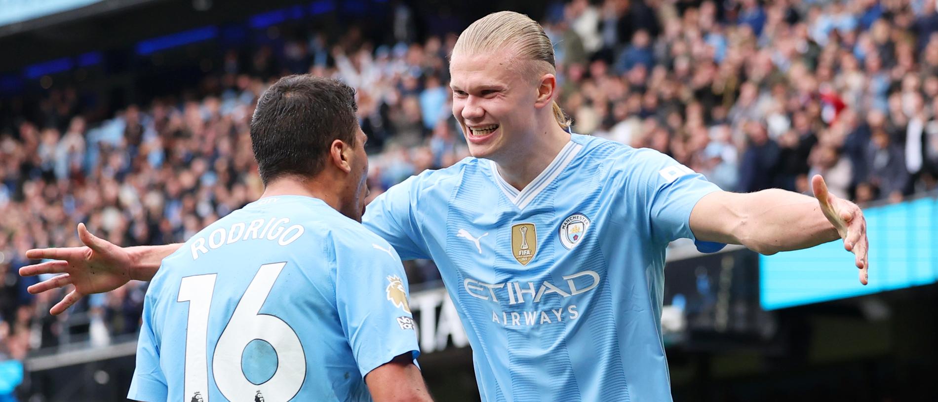 Manchester City are hoping to win a fourth-straight Premier League title. (Photo by Matt McNulty/Getty Images)