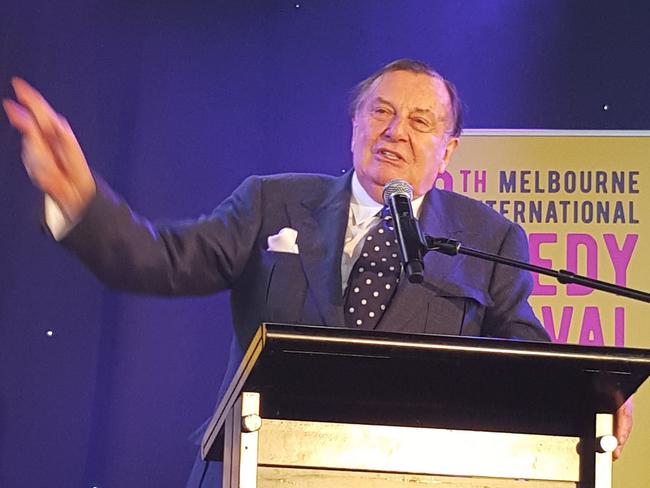 Barry Humphries in Melbourne to announce the nominees for the Barry Award for most outstanding show at the Melbourne International Comedy Festival.