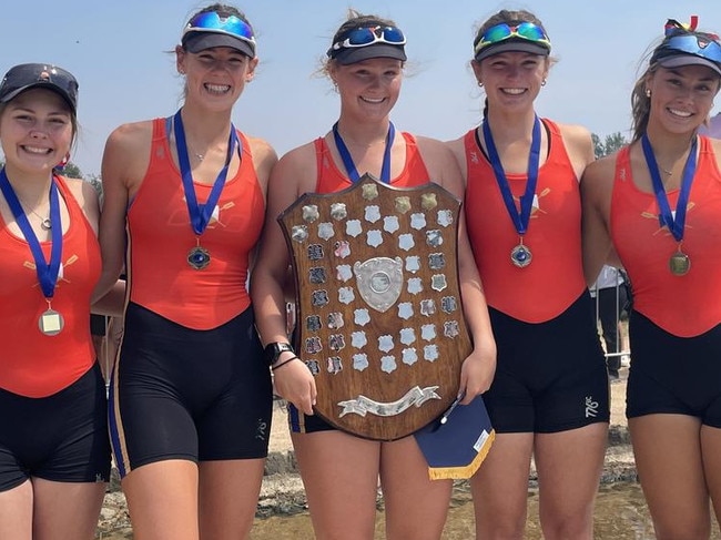 The winning Ballarat Clarendon College team. Cooper Nolle, Phoebe Maher, Mackenzie Kopke-Veldhuis, Annabelle Moloney, Teja Kirsanovs. Picture: Shane Jones.