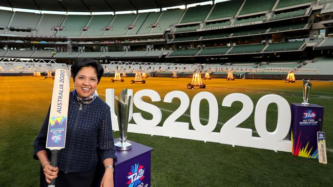 Former global boss of Pepsi and present global board member of Amazon, Indra Nooyi, at the MCG in Melbourne. Picture: Stuart McEvoy.