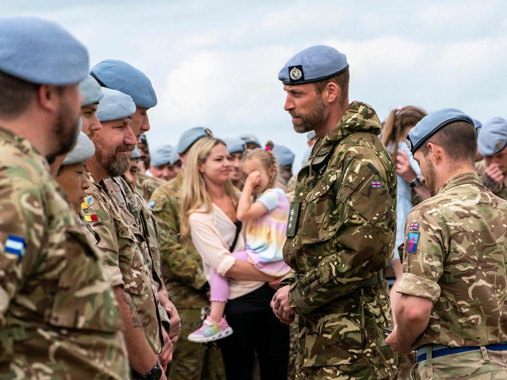 Prince William meets members of the 4 Regiment Army Air Corps and their families at the Army Air Corps. Picture: AFP