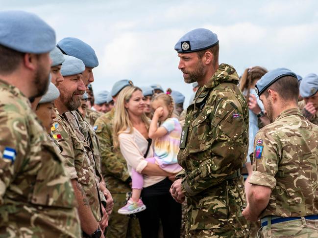 Prince William meets members of the 4 Regiment Army Air Corps and their families at the Army Air Corps. Picture: AFP