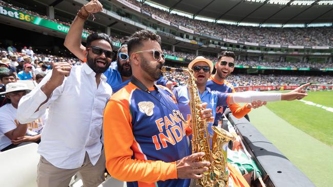 Boxing Day Test Day 2 at the MCG Fans and Colour. Manujul Sharma plays for the Indian crowd. Picture: Tony Gough