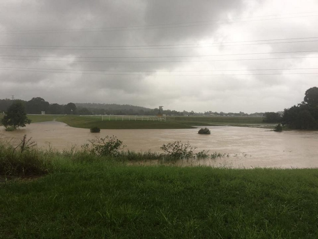 The creek on Bergins hill road just near the Bunnings about 3pm. Picture: FACEBOOK/ Jewely Hodges