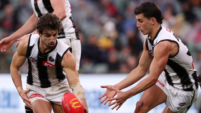 Collingwood’s crop of young talent is led by the Daicos brothers, Josh, left, and Nick. Picture: Sarah Reed/AFL Photos