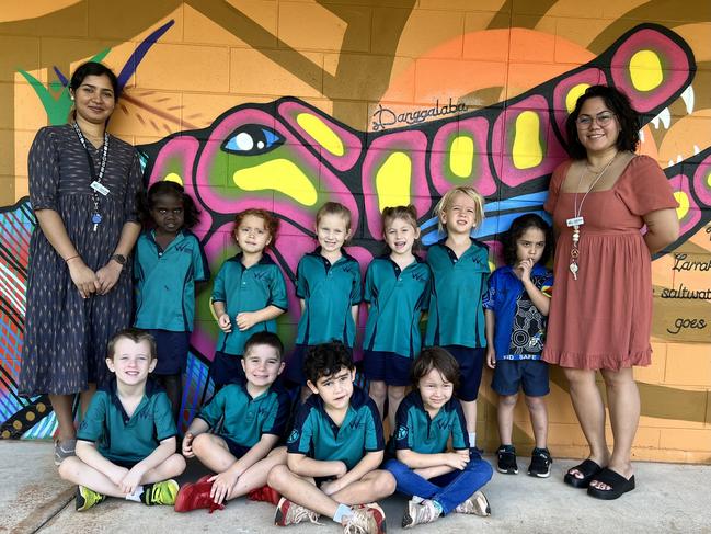 29/07/2024 - Woodroffe Primary School Transition G1.Back Row: Ms Renu, April Rogers, Maya Heywood, Arian Grogg, Avah Hall, Koby Gostynski, River Gleeson, Ms Ally.Front row: Jaxon Shuker, name withheld/student, Ace Angus, Miranda Singer. Picture: R Jenner