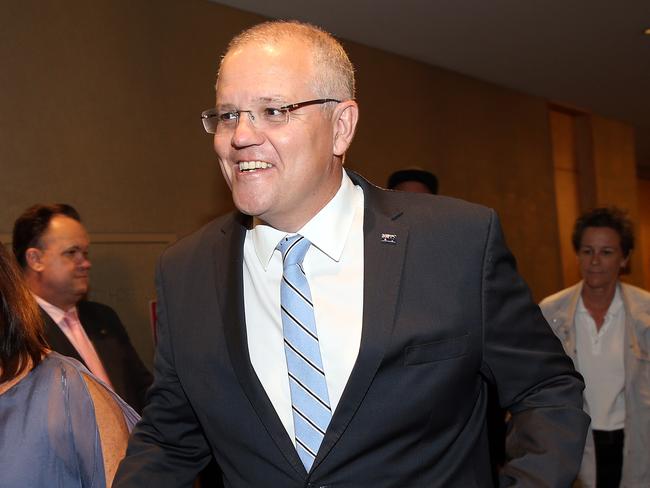 SUNDAY TELEGRAPH - 23/3/19NSW Premier Gladys Berejiklian's Liberal Party function at The Sofitel in Wenworth.  PM Scott Morrison arrives with his wife.  Picture, Sam Ruttyn