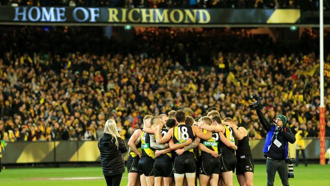 Richmond’s massive army of fans packed the MCG for the Tigers’ qualifying final win over the Cats. It was a sea of yellow and black. Picture: Mark Stewart