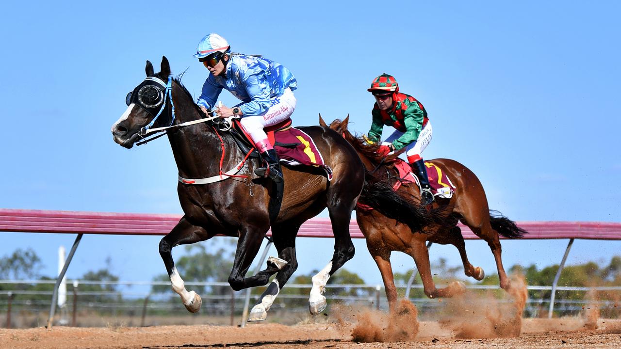 Years gone past: Craiglea Alton wins in a 55 handicap race held at a previous Charters Towers Amateurs Races. The event could be at risk of cancellation if the track is not repaired by October. Picture: Alix Sweeney