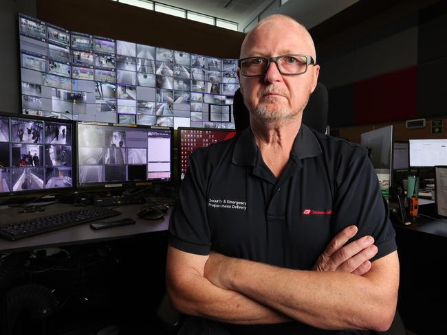 Queensland Rail Security Shift Supervisor Neil Freeman at the Queensland Rail Management Centre, Brisbane. Picture: Liam Kidston