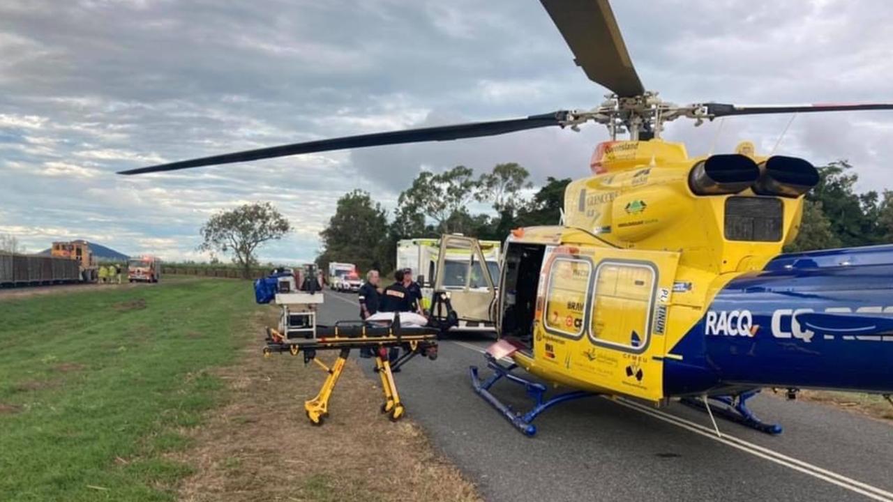 RACQ CQ Rescue was called to an incident at Carmila where a train driver was trapped for 45 minutes during a training exercise. Photo RACQ CQ Rescue