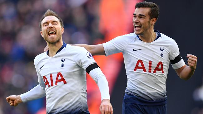 Christian Eriksen and Harry Winks celebrate. Picture: Getty Images