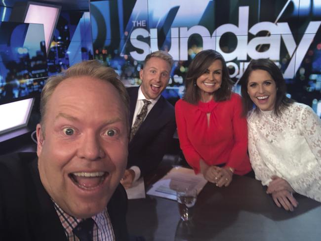 New TV family ... Wilkinson’s first night on The Project, 28 January 2018, with Peter Helliar, Hamish Macdonald and Rachel Corbett.