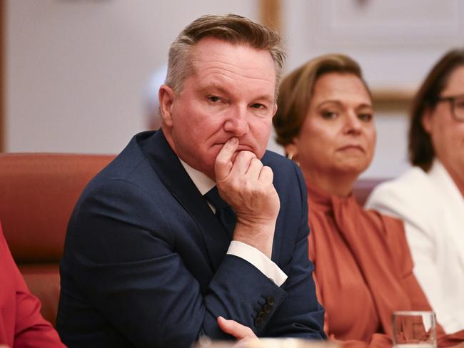 Chris Bowen at first Cabinet meeting with the newly sworn in Ministry at Parliament House in Canberra. Picture: Martin Ollman