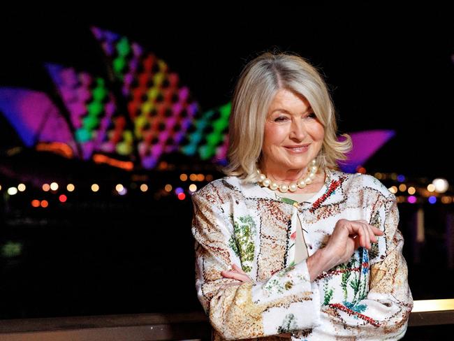 SMartha Stewart poses in front of the Sydney Opera House for Vivid 2025. Picture: Brendon Thorne/Getty Images