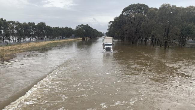 A truck tries to make it through. Picture: Taylor McPhail 