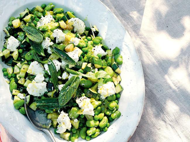 Mint, bean and feta salad.