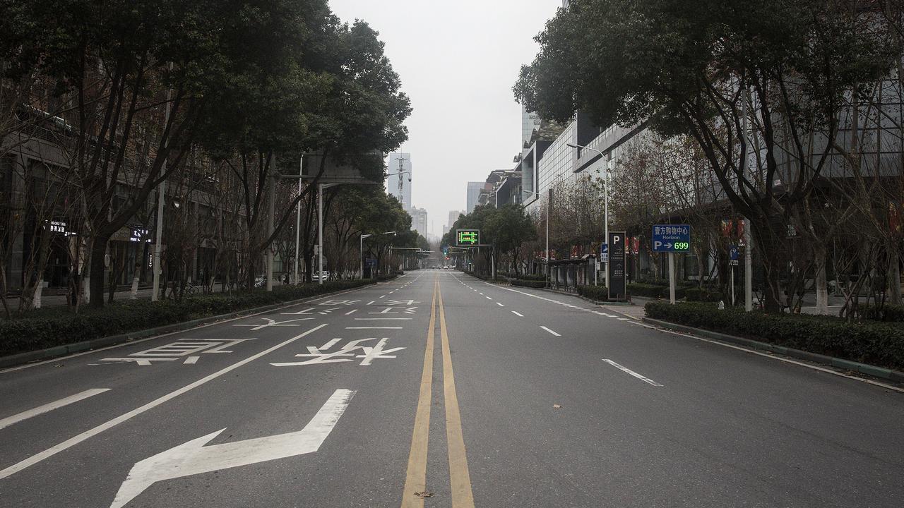 Roads remain empty on the city’s fourth day of lockdown. Picture: Getty Images