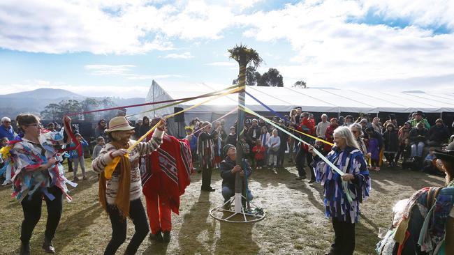 Huon Valley Mid Winter Feast - final day. (L-R) Morris dancers and the traditional maypole dance. PICTURE: MATT THOMPSON