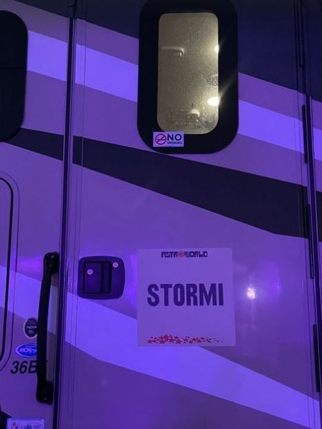 Jenner posted this photo to Instagram of a trailer backstage with daughter Stormi's name. Picture: Instagram.