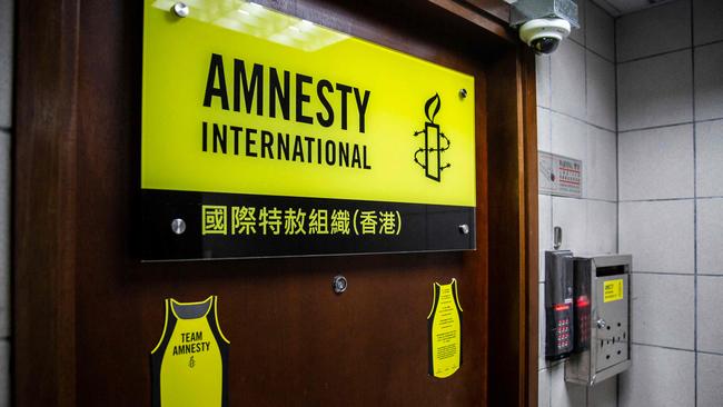 Amnesty International’s office in Hong Kong. Picture: AFP