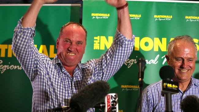 The Turnbull-Joyce bromance was thriving when Barnaby won a huge victory in December's' New England by-election. Picture: Lyndon Mechielsen.