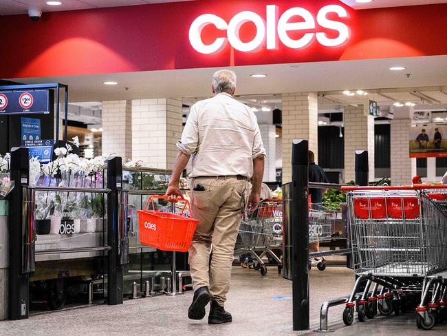 SYDNEY, AUSTRALIA - NewsWire Photos April 19, 2021: Signage outside a Coles supermarket, Sydney. Picture: NCA NewsWire / James Gourley