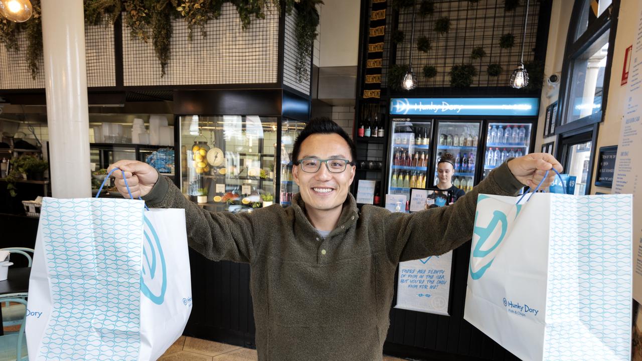 DoorDash CEO and co-founder Tony Xu at Hunky Dory Fish and Chips in Melbourne. Picture: NCA NewsWire / David Geraghty