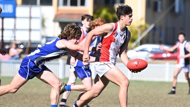 Morningside player Samuel Cormack QAFL colts Australian football: Morningside v Mt Gravatt. Saturday July 22, 2023. Picture, John Gass