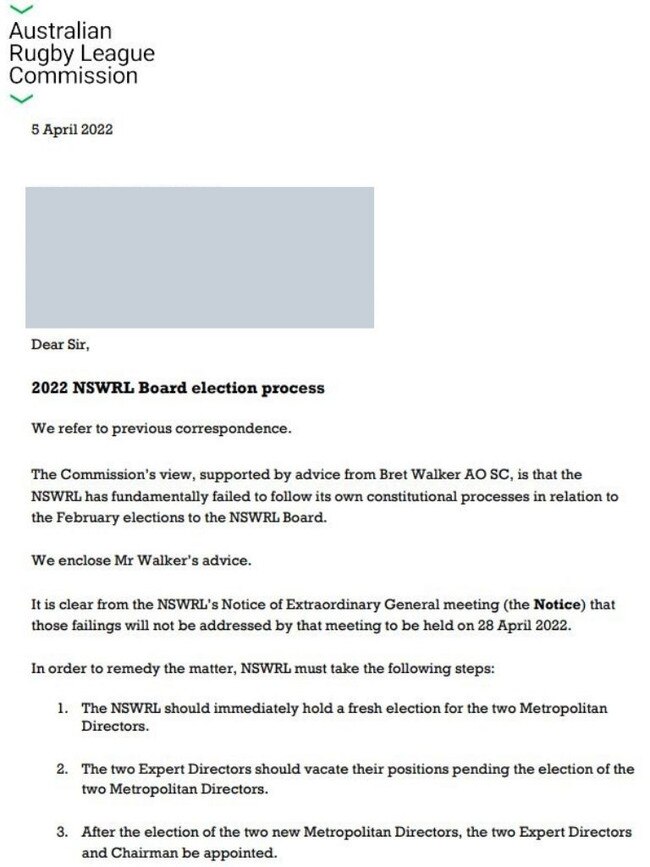 Legal letter to NSWRL.