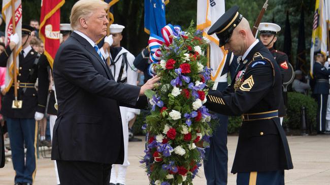 US President Donald Trump during a Memorial Day ceremony. Picture: AFP