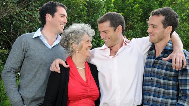 Karl Stefanovic with his mother Jenny and brothers Pete and Tom in 2011.
