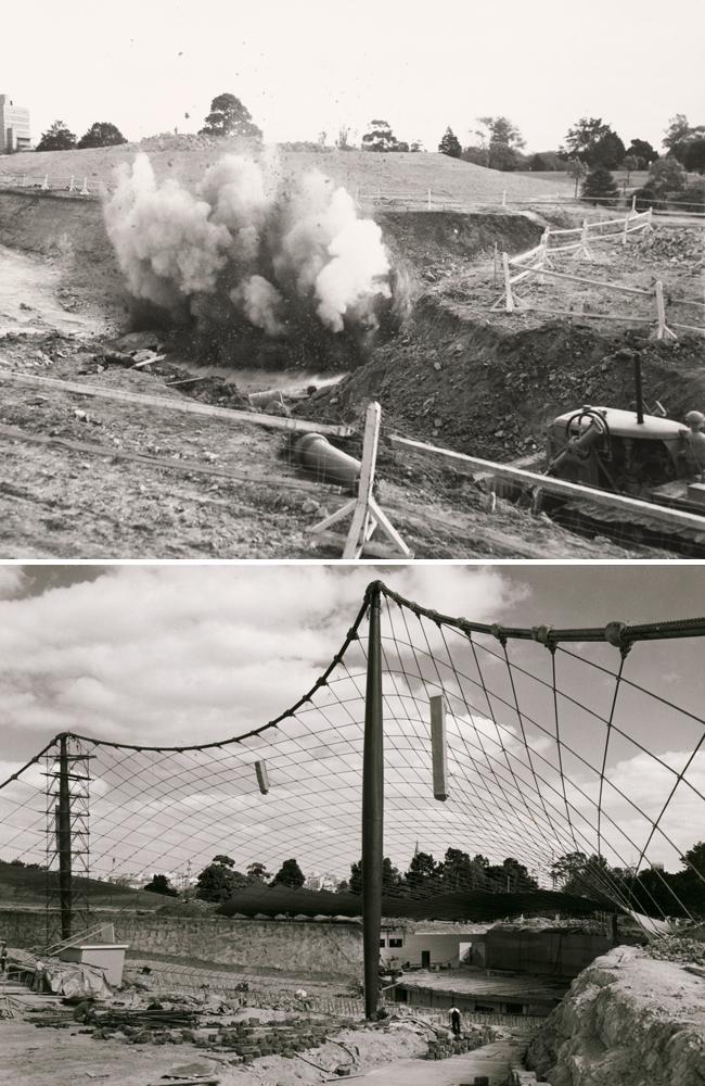 Land excavation and structural work for the Sidney Myer Music Bowl in 1958. Pictures: State Library of Victoria