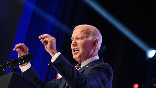 Joe Biden’s address marked an aggressive start to the year as he either trails or is neck and neck with Donald Trump. Picture: AFP