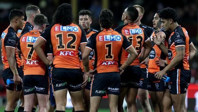 The Tigers were blown off the park against the Roosters. Picture: Scott Gardiner/Getty Images