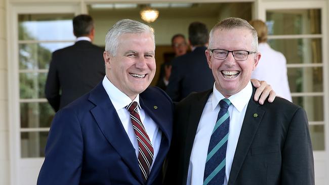 Deputy Prime Minister Michael McCormack and Parkes MP Mark Coulton support the River Street bridge project. Picture: Kym Smith