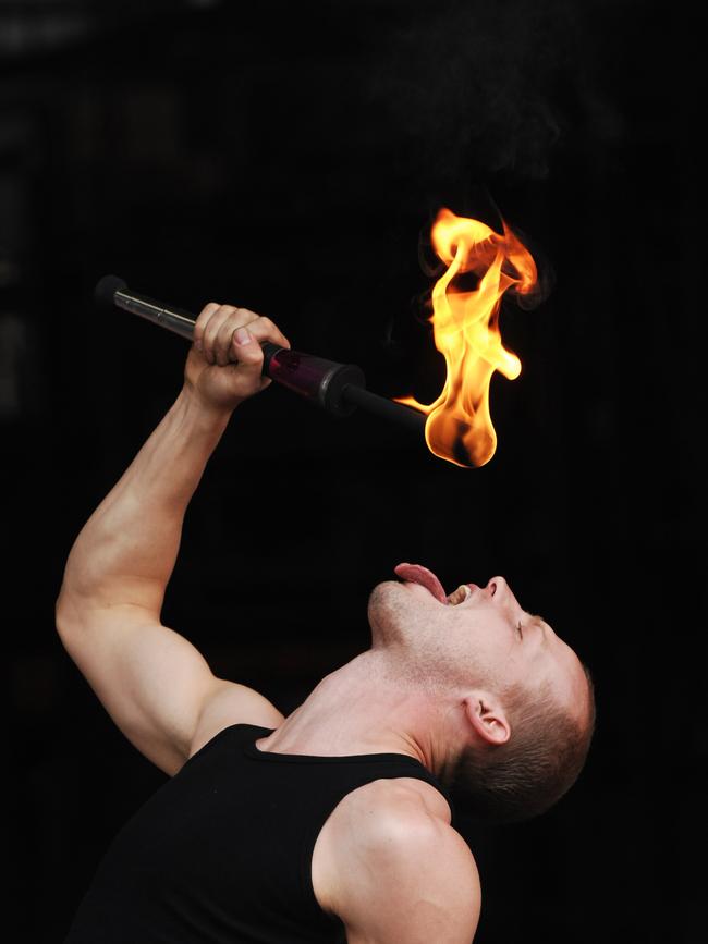 Fire performer Sam Prest.