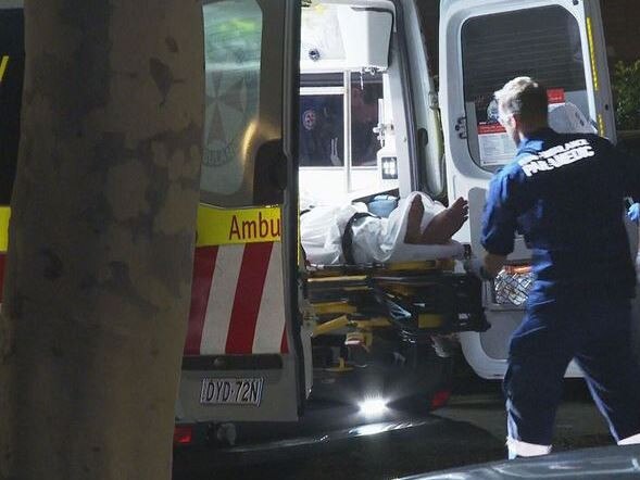 The 43-year-old was treated at the scene for a serious laceration to his neck. Picture: 9 News