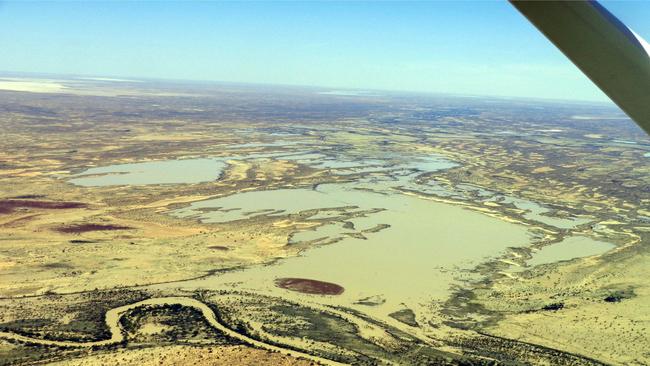 An aerial view of Lake Eyre. Picture: Bob Backway