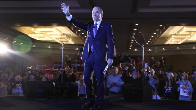 Mike Bloomberg at a rally in McLean, Virginia, on Sunday. Picture: AFP