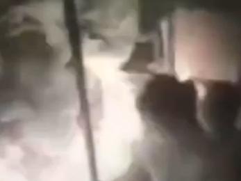 Passengers desperately try and get out of the way as the fire takes hold. Picture: Screengrab