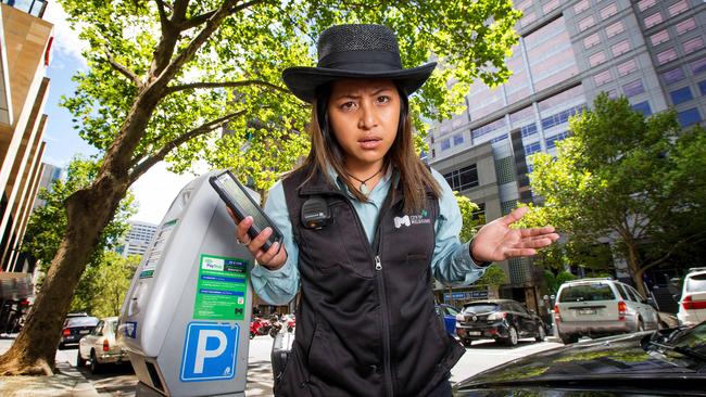 This Melbourne City parking inspector has heard plenty of excuses. Picture: Mark Stewart